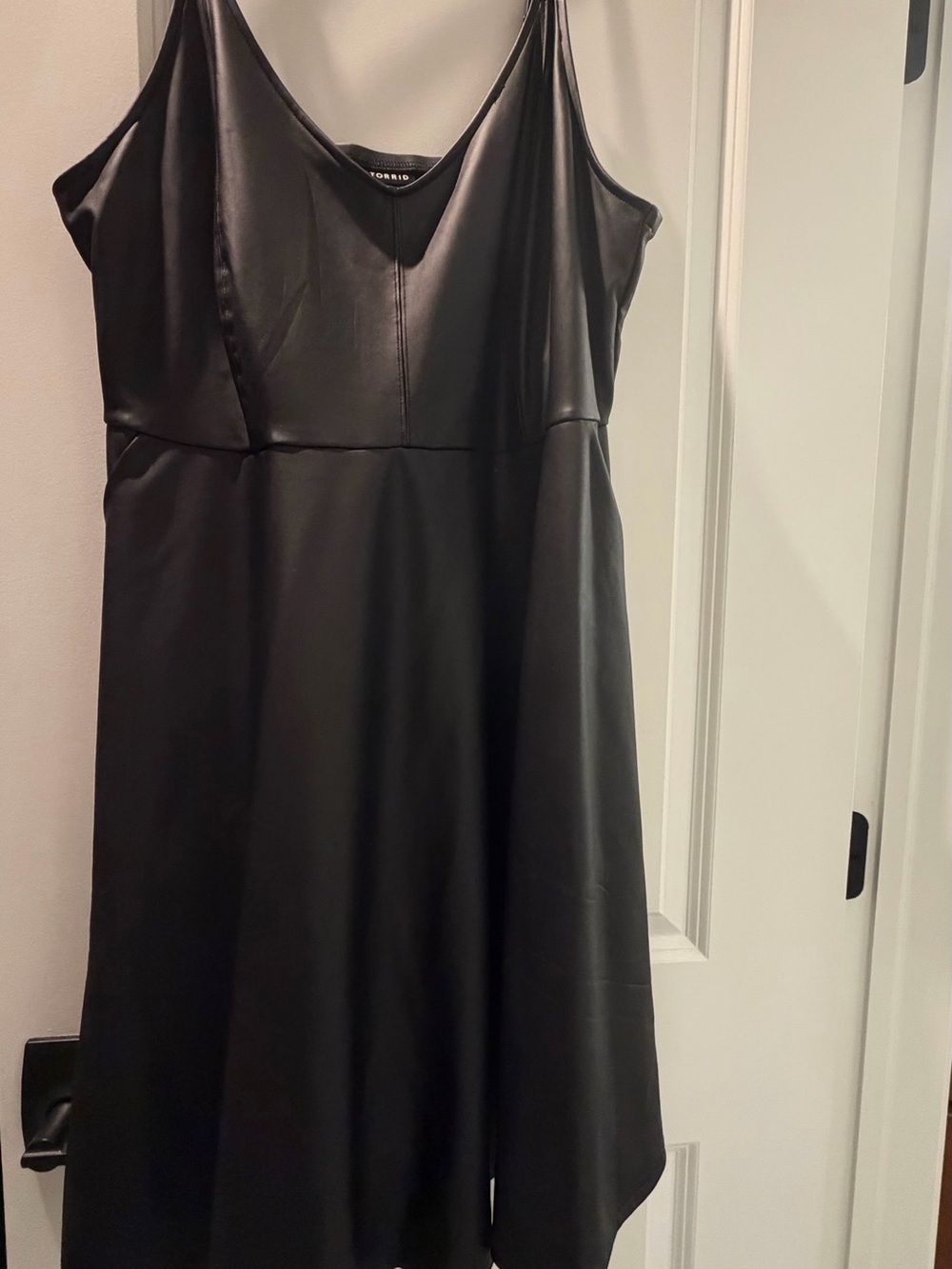 torrid Black Faux Leather Mini Slip Dress